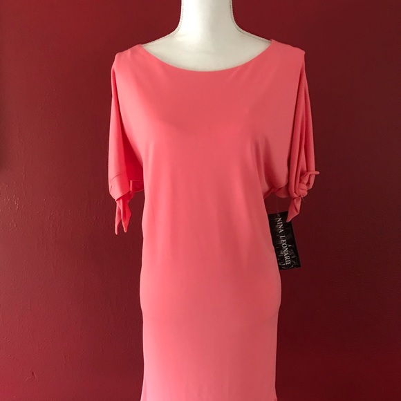 NWT: Nina Nicole coral dress w/detail on sleeves - Picture 3 of 14